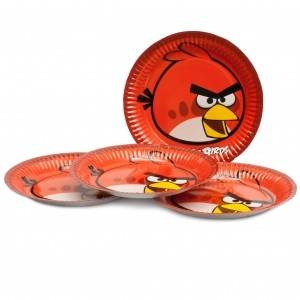 Pratos em cartão Angry Birds Vermelho - 23cm