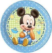 Pratos em cartão para festas de aniversário do tema Mickey Baby