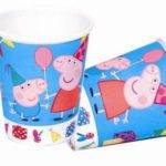 Copos descartáveis para festa de aniversário do tema Porquinha Peppa