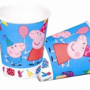 Copos descartáveis para festa de aniversário do tema Porquinha Peppa
