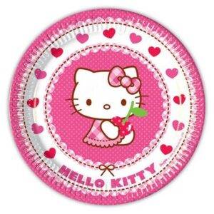 8 Pratos 23 CM Hello Kitty Hearts