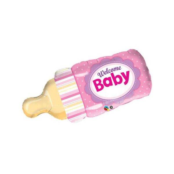 Balão Foil 39" Welcome Baby Biberão Rosa