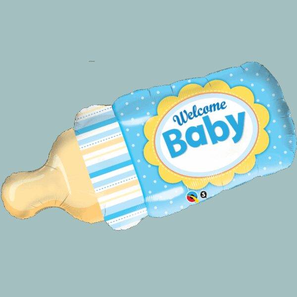 Balão Foil 39" Welcome Baby Biberão Azul