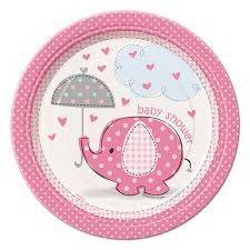 Pratos de Cartão 23 cm " Baby Shower Menina "