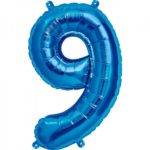 Balão de Foil Azul Metálico " Número 9 "