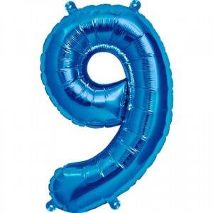 Balão de Foil Azul Metálico " Número 9 "