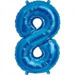 Balão de Foil Azul Metálico " Número 8 "