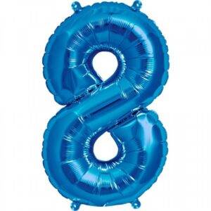 Balão de Foil Azul Metálico " Número 8 "