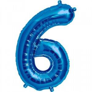 Balão de Foil Azul Metálico " Número 6 "
