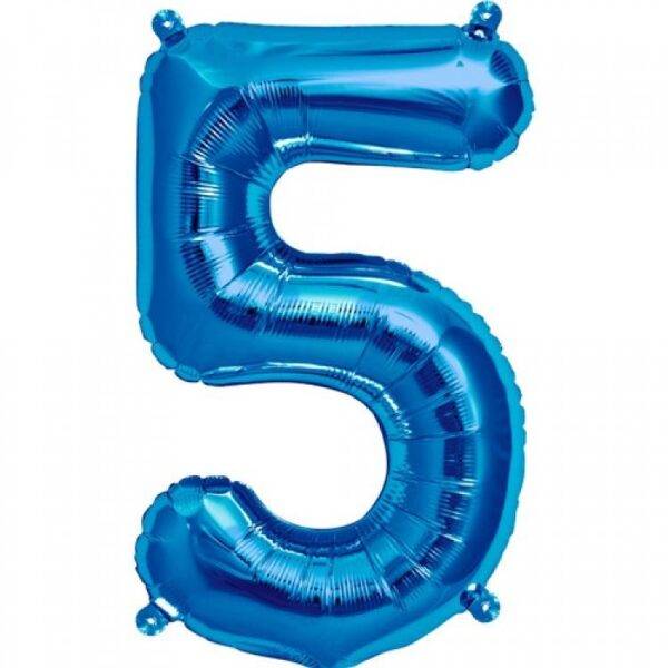 Balão de Foil Azul Metálico " Número 5 "