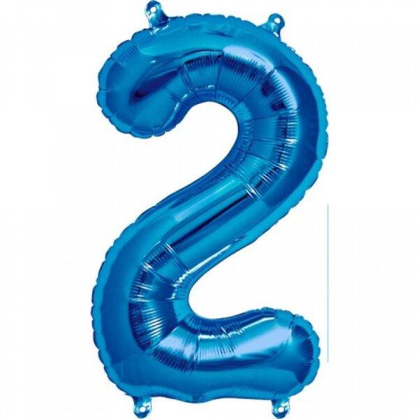 Balão de Foil Azul Metálico " Número 2 "