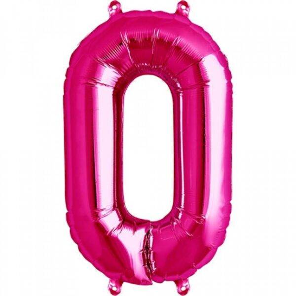 Balão de Foil Rosa Metálico " Número 0 "
