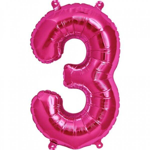 Balão de Foil Rosa Metálico " Número 3 "
