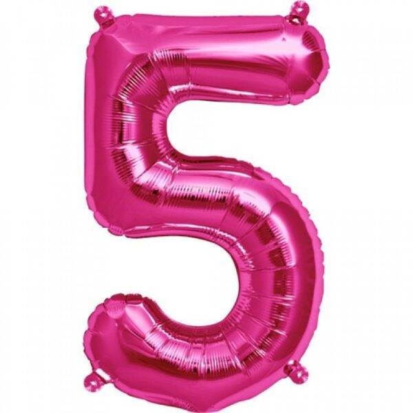 Balão de Foil Rosa Metálico " Número 5 "