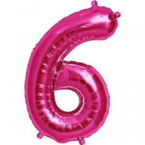 Balão de Foil Rosa Metálico " Número 6 "