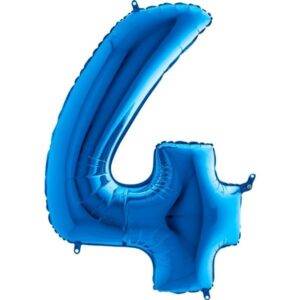 Balão de Foil Azul Metálico " Número 4 "