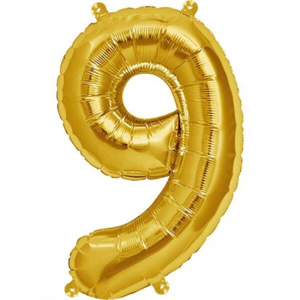 Balão de Foil Ouro Metálico " Número 9 "