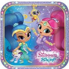 Pratos de cartão para aniversário do tema " Shimmer and Shine "