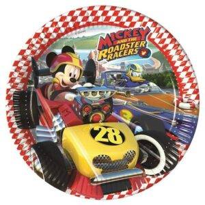Pratos de cartão descartáveis do tema Mickey Mouse Racers
