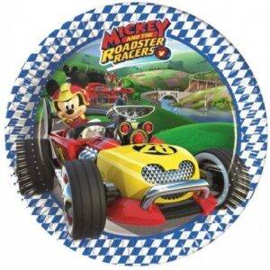 Pratos de cartão descartáveis do tema Mickey Mouse Racers