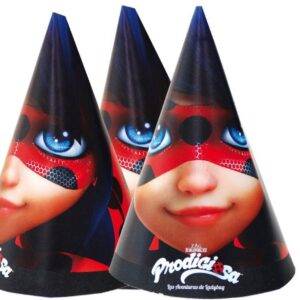 Chapéus cone para festa de aniversário do tema Ladybug