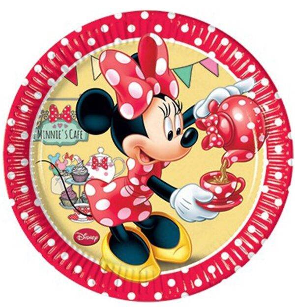 Pratos de cartão "Minnie Café" - 8 unidades - 23cm