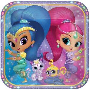 Pratos de cartão para aniversário do tema " Shimmer and Shine "