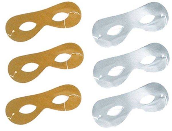 Máscaras em cartão Ouro e Prata