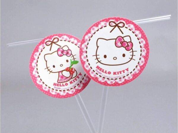 Palhinhas para festas de aniversário do tema " Hello Kitty "