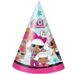 Chapéus cone para festa de aniversário do tema L.O.L