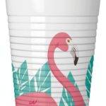 Copos de plástico descartáveis para festa de aniversário do tema Flamingo