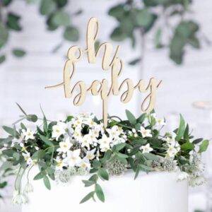 Topo de bolo de madeira - Oh Baby