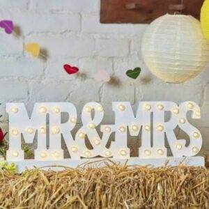 Grande Sinal de madeira Iluminado - Mr & Mrs