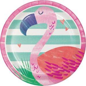Pratos 18 cm para festa de aniversário do Tema Flamingo