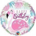 Balão Foil 18" Happy Birthday para festa de aniversário do tema Flamingo