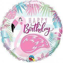 Balão Foil 18" Happy Birthday para festa de aniversário do tema Flamingo