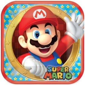Pratos Quadrados 23cm para festa de aniversário do tema Super Mário