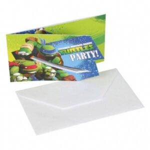 Teenage Mutant Ninja Turtles - 6 cartões de convite e envelopes