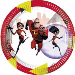 Pratos descartáveis para festa de aniversário do tema Incredibles