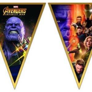 Grinalda de bandeiras para festa do tema Avengers Infinity