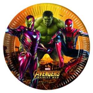 Pratos descartáveis para festa de aniversário do tema Avengers Infinity
