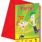 Convites para festa de aniversário do tema Phineas and Ferb
