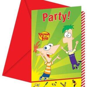 Convites para festa de aniversário do tema Phineas and Ferb