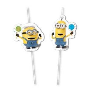 Palhinhas descartáveis para festa de aniversário do tema Minions Balloon Party