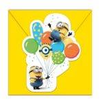 Convites para festa de aniversário do tema Minions Balloons Party