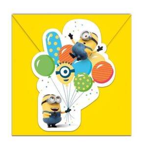 Convites para festa de aniversário do tema Minions Balloons Party