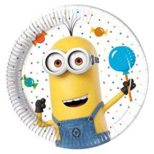 Pratos descartáveis pequenos para festa de aniversário do tema Minions Balloons Party