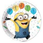Pratos descartáveis para festa de aniversário do tema Minions Ballons Time