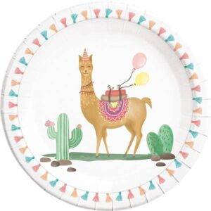 Pratos descartáveis para festa do tema Llama