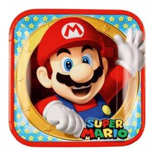 Super Mario - prato de papel 23x23cm, 8 peças, quadrado